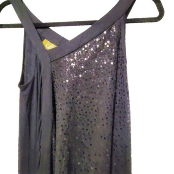 BLACK flowing asymmetrical tunic sequin dress - size S size M - Picture 7 of 16
